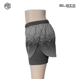 Short de combat BJJ MMA à sublimation 2 en 1 pour femme avec compression taille haute imprimée personnalisée pour la course à pied, les entraînements de gymnastique et les combats - Product Image 3