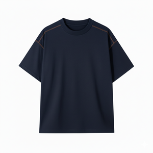 OEM/ODM personnalisé T-shirt décontracté pour hommes avec col rond solide lourd GSM 260 grammes tissu en mousseline de soie Design vierge Logo avant Position - Product Image 3