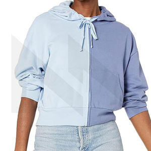 Sudadera con capucha corta de algodón de lana de alta calidad para mujer con logotipo personalizable para la temporada de invierno sudaderas con capucha con cordón - Product Image 3