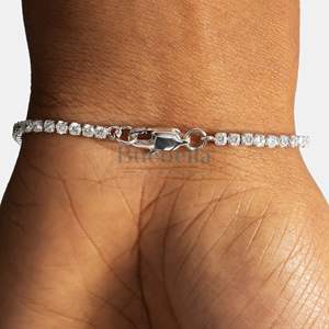 2mm 925 Sterling Silver With 14k <b>White</b> <b>Gold</b> Plating <b>Chain</b> Moissanite Tennis Bracelet <b>for</b> <b>Women</b> Gifts Wholesale Jewelry - Product Image 2