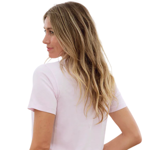 T-shirt pour femme à manches courtes et col rond, rose clair, 100% coton biologique de luxe, pré-rétréci, certifié GOTS, coupe classique, doux et premium - Product Image 4