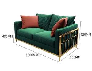 Collection de canapés design contemporains |   Ensemble de canapés en velours matelassé avec accents géométriques en métal, ensemble de canapés en velours de luxe - Product Image 4