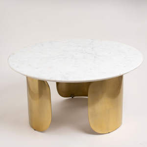 Mesa de centro de panel de roca con combinación redonda Simple moderna, muebles de Metal de acero inoxidable de diseñador para personas mayores para sala de estar de Hotel - Product Image 1