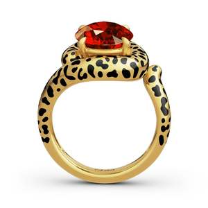 Bague de mode Jeulia Wild Beauty en argent sterling plaqué or 18 carats avec motif léopard et coupe ovale - Product Image 2