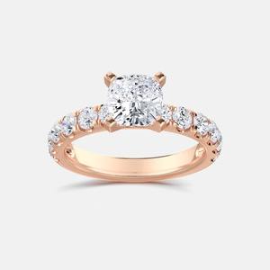 Hermoso corte de cojín con banda redonda CVD HPHT, anillo de compromiso de diamante cultivado en laboratorio, excelente corte, regalo de joyería personalizado para ella - Product Image 5