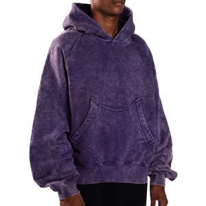 OEM High Quality Knitted <b>Fleece</b> Acid Wash <b>Hoodies</b> for Men-<b>Oversized</b> Pullover Street Wear - Product Image 2