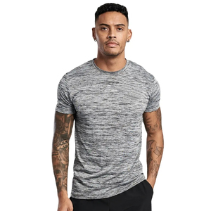 Camisetas de entrenamiento para hombres, camisetas de entrenamiento estirables de LICRA de algodón, camisetas de secado rápido para hombres, camiseta de gimnasio caliente ajustada, OEM personalizada - Product Image 5