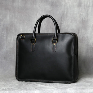 Classic Genuine Leather Laptop Messenger with Top Handle <b>for</b> Office Use Lightweight Durable Protective Black Color - Product Image 1