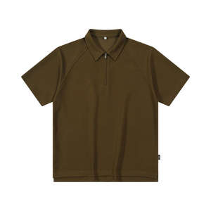 Polos polo t-shirt décontracté unisexe chemise chemises unies Golf Spandex blancs piqué tissu Jersey fermeture éclair - Product Image 1