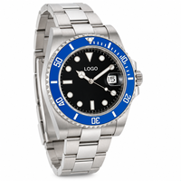 Montre de plongée pour homme avec logo personnalisé OEM, saphir lumineux, étanche 200 m, acier inoxydable, mouvement automatique NH35, montre mécanique pour homme 005