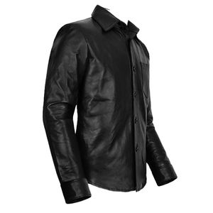 Chemise en cuir d'agneau véritable de haute qualité à séchage rapide pour hommes, poids léger, vente en gros, bon marché, meilleure conception personnalisée - Product Image 1