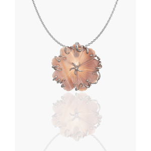 จี้รูปดอกไม้ชุบทองคำขาว 14k ประดับเพชรซิคอนและเพชรสำหรับงานหมั้น - Product Image 1
