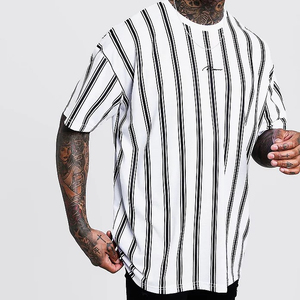 Camisetas de gran tamaño con diseño de rayas verticales Ropa activa de buena calidad para camiseta de gran tamaño unisex - Product Image 1