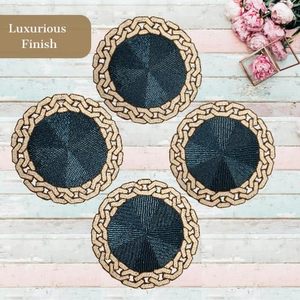 Elegant & Luxurious Glass Beaded Placemat Everyday Use Side <b>Table</b> <b>Mat</b> With Chains Perfect Wedding Parties & New Year Gift - Product Image 4