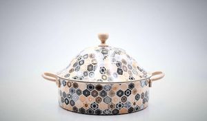 Chauffe-plat de luxe rond avec motif gravé en métal Hot Pot et casserole en acier inoxydable en métal - Product Image 2