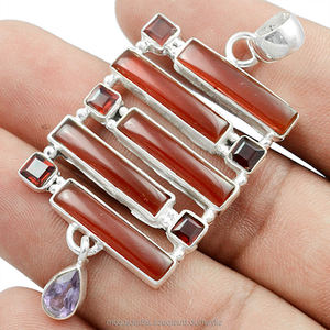 Colgante de piedras preciosas de cornalina roja Natural, colgante de declaración bohemio de Plata de Ley 925, joyería para mujer, OEM, ODM, precio a granel, venta al por mayor - Product Image 3