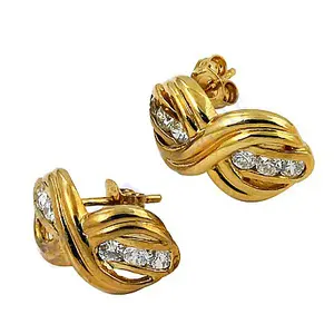 Boucles d'oreilles clous en or rose vintage en forme de cœur avec or 14 carats et zircon pour fiançailles féminines - Product Image 3