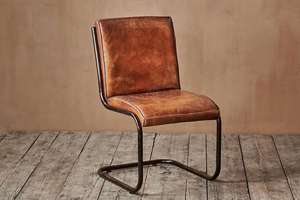 Silla de ocio rústica elegante de cuero tostado Simple hecha a mano para sala de estar, comedor, Hotel, Villa, característica de refrigeración moderna - Product Image 2