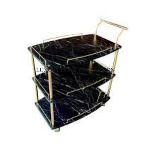 Space-efficient Metal Serving <b>Trolley</b> with Foldable Shelves and Sturdy Construction for Compact Storage Solutions - Product Image 4