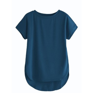 T-shirts pour femmes avec logo Broderie imprimée au design personnalisé Chemise à col large en coton mélangé respirant de bonne qualité - Product Image 5