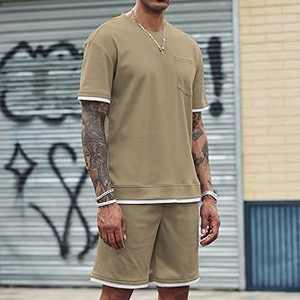 Conjunto corto de verano para hombres 2024 nuevo conjunto corto de 2 piezas de verano doble para hombres recién llegados conjuntos al por mayor - Product Image 2
