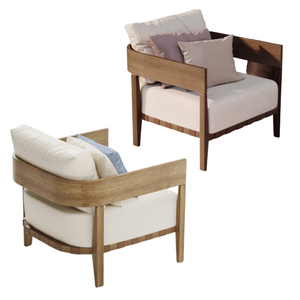 Sofás de Jardín, Sillón de Madera de Teca Tapizado con Acabado Natural para Comedor, Sofás de Jardín, Muebles de Exterior para Patio - Product Image 6