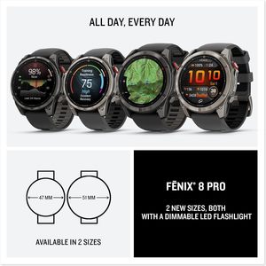 Fenix 8 Pro, 51mm, Display AMOLED, Smartwatch GPS Multisport connesso Premium, tecnologia inReach, zaffiro, titanio - Product Image 6