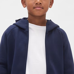 Trendy And Stylish Look With Full Sleeves And Zip Boys Cold Weather Hooded Top With Customizable Logo Designing For Solid Style - Product Image 2