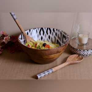 Bol à salade en bois artisanal finition naturelle plat de service écologique pour les repas de famille, les fêtes et la décoration intérieure - Product Image 5