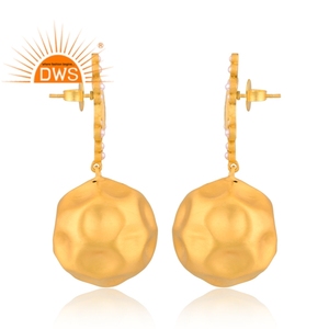 Boucles d'oreilles de style ethnique, ensemble de perles en laiton or martelé à la main, Design indien, plaqué or, fabrication de bijoux, pièces - Product Image 3
