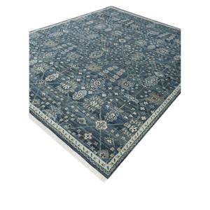 Alfombras de Lana Afgana Anudadas a Mano en Azul Viscaya, 10 mm, con Medallón Abstracto Rectangular para el Hogar, Pasillo, Sala de Estar - Lnr-3113 para Adolescentes - Product Image 2