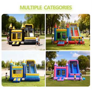 Toboggan aquatique gonflable en PVC avec piscine à jets d'eau, bleu et jaune, équipement de parc aquatique pour fêtes de plage en plein air - Product Image 3