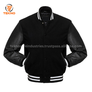Venta al por mayor de chaquetas masculinas personalizadas unisex de secado rápido transpirable Material de lana bordado de impresión Casual Varsity cuero OEM - Product Image 4