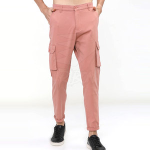 Pantalon cargo léger et décontracté pour homme, taille haute, motif droit 100% coton délavé, pour streetwear et course à pied - Product Image 1