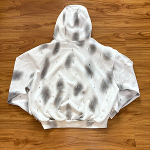 Sweat à capuche zippé 400GSM personnalisé Sweat à capuche vintage en coton délavé avec broderie et motif strass - Product Image 2