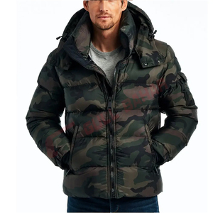 Chaqueta acolchada impermeable a prueba de viento con capucha de alta calidad para hombre, manga larga, invierno, logotipo personalizado, estampado, cuello levantado, calle principal - Product Image 1