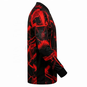 Camiseta de paintball personalizada con estampado completo en negro y rojo, de manga larga, para entrenamiento, para hombre, camisetas de paintball profesionales de primera calidad - Product Image 3