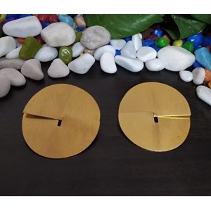 ต่างหูทองเหลืองทำมือ ชุบทองคลาสสิก สไตล์หรูหรา - Product Image 2