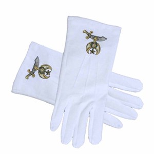 Gants en coton à ailes rabattues du Rite écossais maçonnique, 32e degré - Blanc (Taille unique) Pour les francs-maçons. Vêtements formels maçonniques - Product Image 2