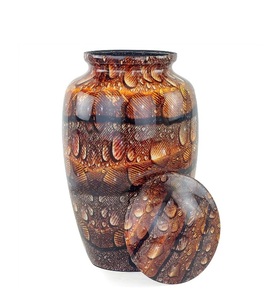 Urnas funerarias de cremación de aluminio marrón con gotas para adultos, urna funeraria de entierro hecha a mano de estilo hermoso humano para cenizas, tamaño personalizado - Product Image 3