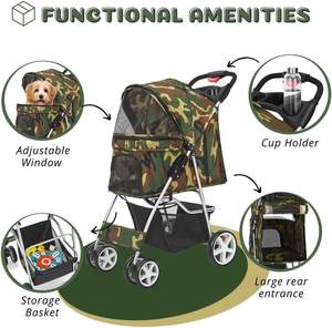 TH-PSP-232 American Standard Fabricant Pet Poussette Style Cadre En Acier Chariot Pour Animaux De Compagnie Avec Frein pour Roue - Product Image 3