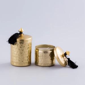 Tarros de velas vacíos de Metal de latón con aspecto de moda, diseño martillado, contenedor perfumado chapado en oro, soporte votivo de Navidad, tapa hecha a mano - Product Image 5