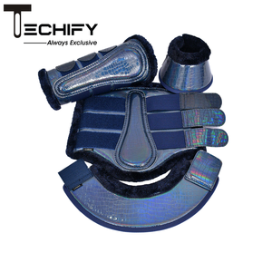 Conjunto de botas de caballo de Halloween, botas de férula de cuero con estampado de serpiente, forro de piel sintética de oveja, herraduras cómodas para protección de caballos - Product Image 5