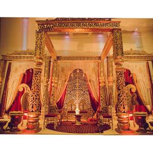 Mandap de Boda de Fibra Grand Rajwada, Mandap Cuadrado Tradicional Hindú de Moda, el Mejor Mandap Personalizable, Ligero y Dorado, StageUSA - Product Image 1