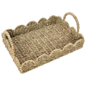 Plateau festonné en raphia et en herbe marine tissé à la main, best-seller, écologique, naturel - Product Image 1