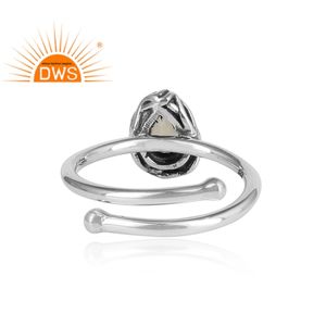 Hot Selling Oxidized Sterling Silver Natural Howlite Gemstone <b>Adjustable</b> <b>Ring</b> Custom Jewelry Manufacturer - Product Image 5