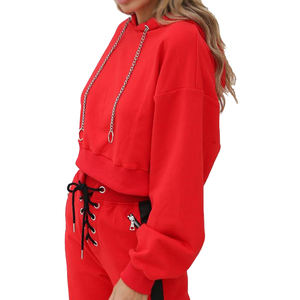 Haut court ample et décontracté à manches longues pour femmes personnalisées style sweat à capuche pour toutes les saisons avec décoration brodée Streetwear - Product Image 4