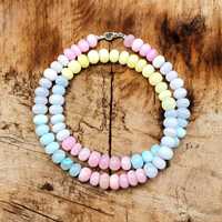 Collier de perles opales multicolores 7-8mm, chaîne de pierres précieuses rondes lisses, bijoux tendance 2026 pour femme