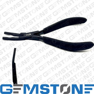 Pince professionnelle en acier inoxydable de 6,5 pouces à embout plat courbé pour extensions de cheveux, noire, à forte tenue et durable - Product Image 5