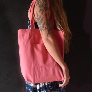 Sac fourre-tout décontracté en toile délavée, grande capacité, résistant à l'eau, sac tendance pour l'été et l'automne, fermeture ouverte, couleur unie - Product Image 5